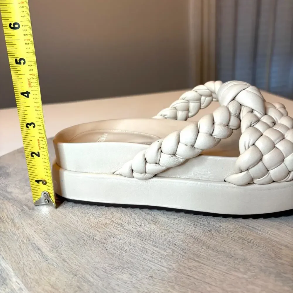 Alexandre Birman Cream Braided Leather Platform Sandals EU 39 US 9 Chunky